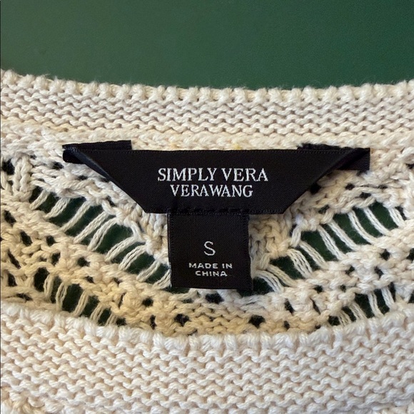 Simply Vera Vera Wang Cream Crochet Womens S Sweater Boho Festival Vibes - Picture 2 of 7